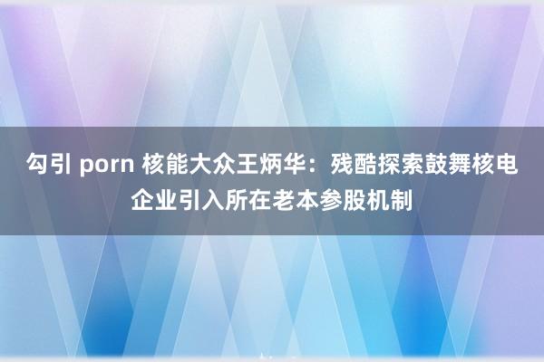 勾引 porn 核能大众王炳华：残酷探索鼓舞核电企业引入所在老本参股机制