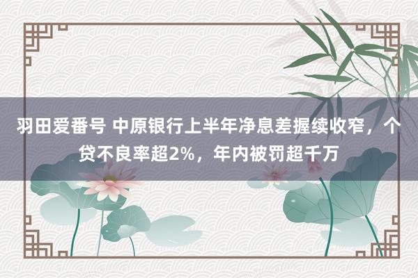 羽田爱番号 中原银行上半年净息差握续收窄，个贷不良率超2%，年内被罚超千万