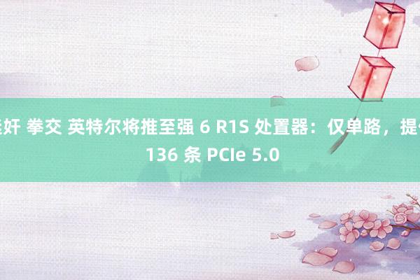 迷奸 拳交 英特尔将推至强 6 R1S 处置器：仅单路，提供 136 条 PCIe 5.0