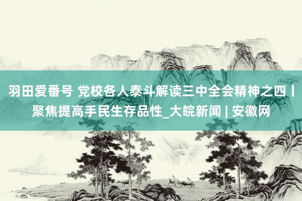 羽田爱番号 党校各人泰斗解读三中全会精神之四丨聚焦提高手民生存品性_大皖新闻 | 安徽网