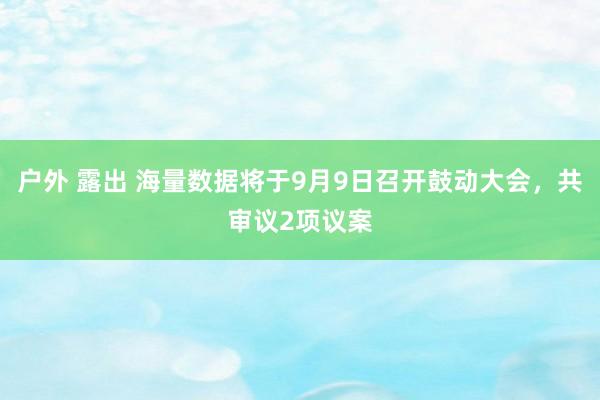 户外 露出 海量数据将于9月9日召开鼓动大会，共审议2项议案