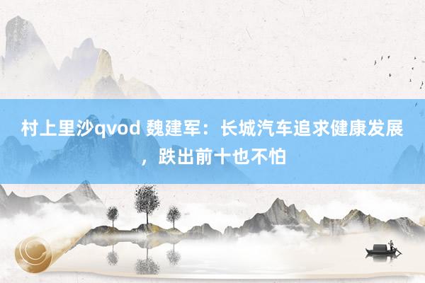 村上里沙qvod 魏建军：长城汽车追求健康发展，跌出前十也不怕