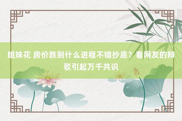 姐妹花 房价跌到什么进程不错抄底？看网友的辩驳引起万千共识