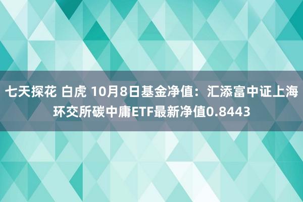 七天探花 白虎 10月8日基金净值：汇添富中证上海环交所碳中庸ETF最新净值0.8443