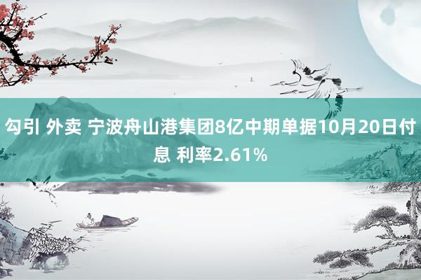 勾引 外卖 宁波舟山港集团8亿中期单据10月20日付息 利率2.61%