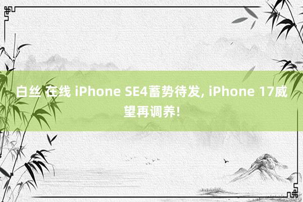 白丝 在线 iPhone SE4蓄势待发， iPhone 17威望再调养!