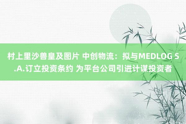 村上里沙兽皇及图片 中创物流：拟与MEDLOG S.A.订立投资条约 为平台公司引进计谋投资者