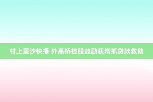 村上里沙快播 外高桥控股鼓励获增抓贷款救助