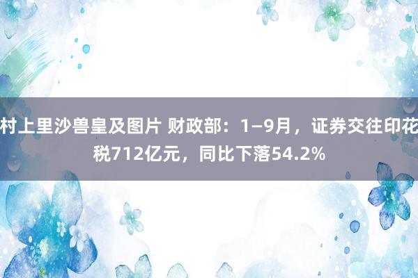 村上里沙兽皇及图片 财政部：1—9月，证券交往印花税712亿元，同比下落54.2%