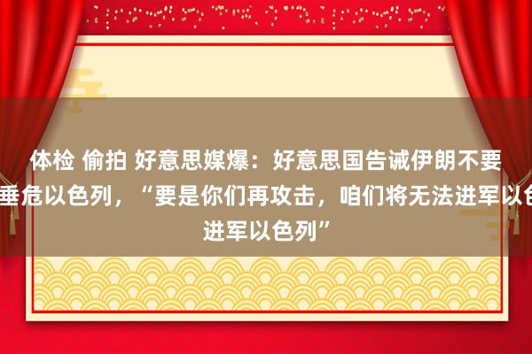 体检 偷拍 好意思媒爆：好意思国告诫伊朗不要再次垂危以色列，“要是你们再攻击，咱们将无法进军以色列”