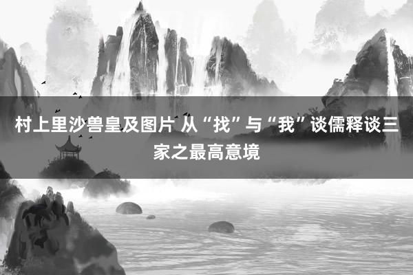 村上里沙兽皇及图片 从“找”与“我”谈儒释谈三家之最高意境