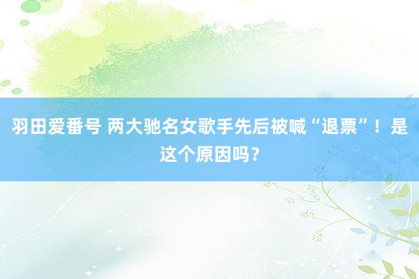 羽田爱番号 两大驰名女歌手先后被喊“退票”！是这个原因吗？