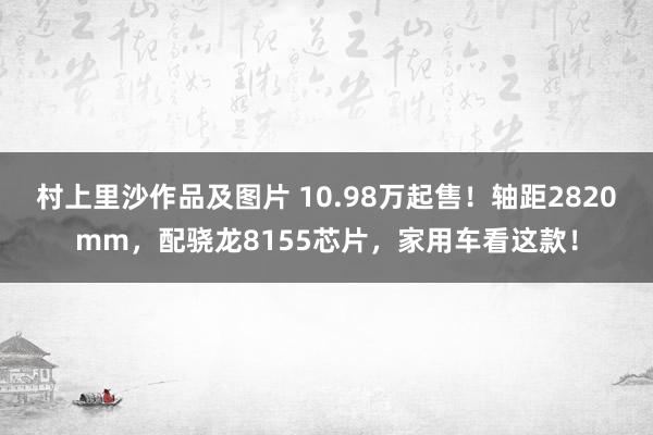 村上里沙作品及图片 10.98万起售！轴距2820mm，配骁龙8155芯片，家用车看这款！