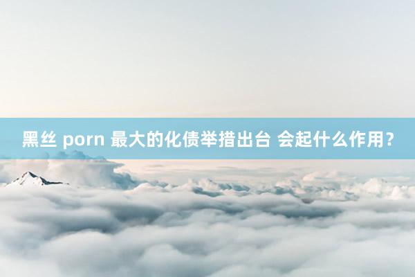 黑丝 porn 最大的化债举措出台 会起什么作用？