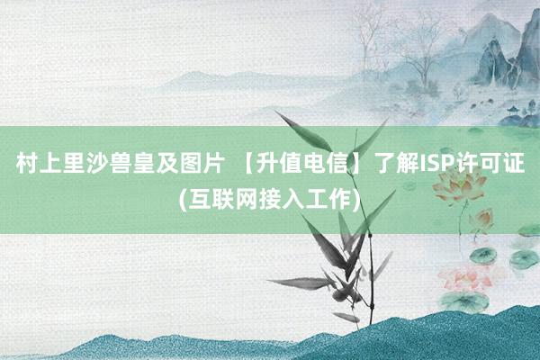 村上里沙兽皇及图片 【升值电信】了解ISP许可证(互联网接入工作)