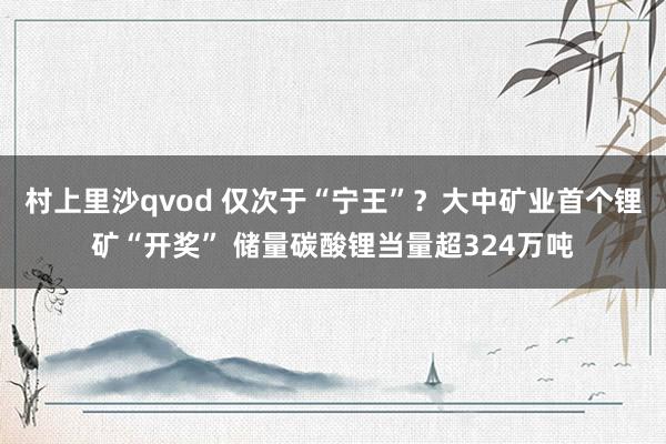 村上里沙qvod 仅次于“宁王”？大中矿业首个锂矿“开奖” 储量碳酸锂当量超324万吨