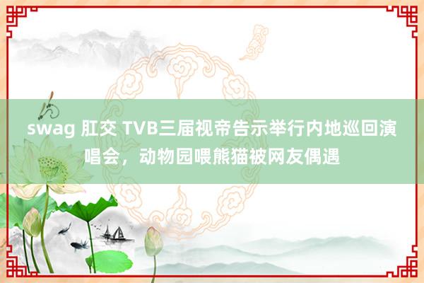 swag 肛交 TVB三届视帝告示举行内地巡回演唱会，动物园喂熊猫被网友偶遇