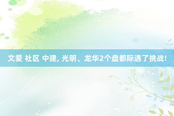 文爱 社区 中建， 光明、龙华2个盘都际遇了挑战!