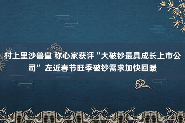 村上里沙兽皇 称心家获评“大破钞最具成长上市公司” 左近春节旺季破钞需求加快回暖