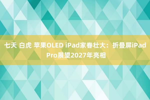 七天 白虎 苹果OLED iPad家眷壮大：折叠屏iPad Pro展望2027年亮相