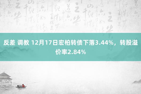 反差 调教 12月17日宏柏转债下落3.44%，转股溢价率2.84%