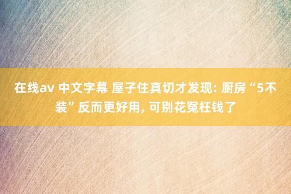 在线av 中文字幕 屋子住真切才发现: 厨房“5不装”反而更好用， 可别花冤枉钱了