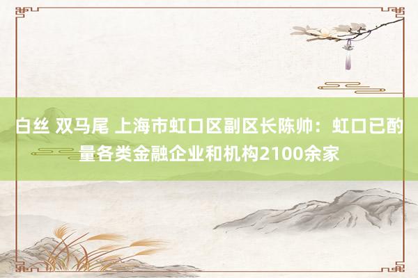 白丝 双马尾 上海市虹口区副区长陈帅：虹口已酌量各类金融企业和机构2100余家