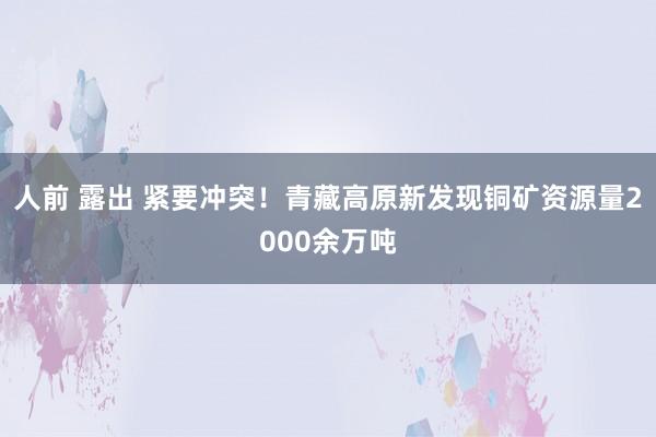 人前 露出 紧要冲突！青藏高原新发现铜矿资源量2000余万吨