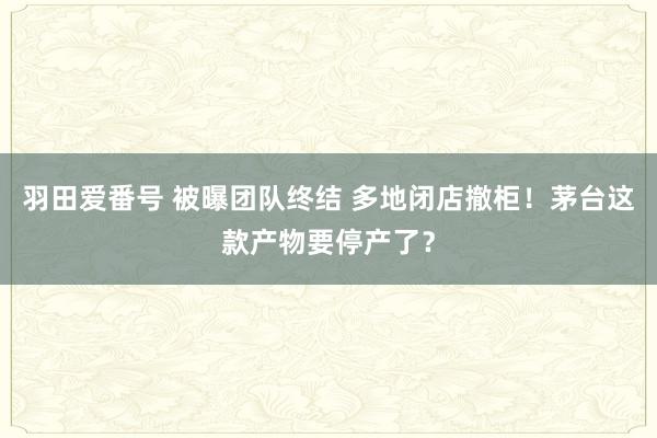 羽田爱番号 被曝团队终结 多地闭店撤柜！茅台这款产物要停产了？