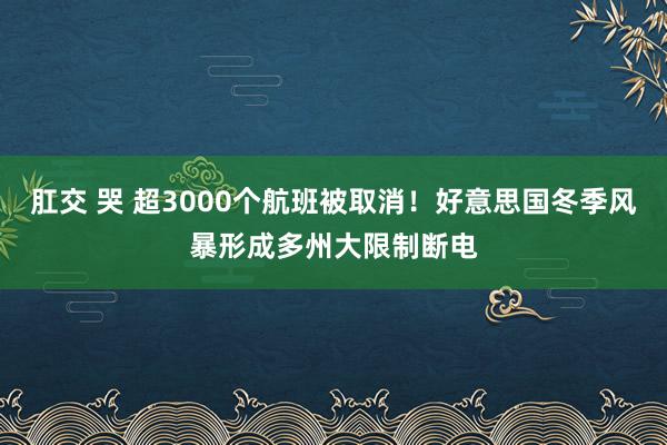 肛交 哭 超3000个航班被取消！好意思国冬季风暴形成多州大限制断电