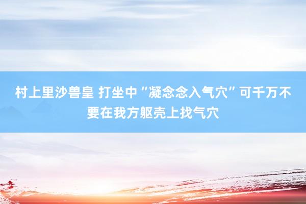 村上里沙兽皇 打坐中“凝念念入气穴”可千万不要在我方躯壳上找气穴